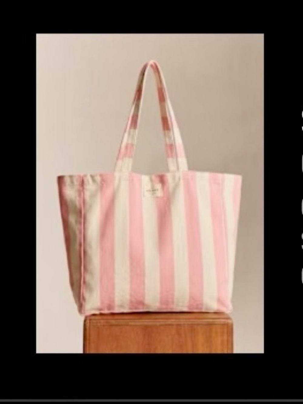 Sezane Canvas Cream/Pink Striped Tote Bag